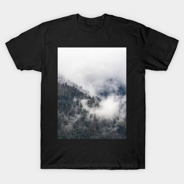 Mist Rolling Through the Foothills T-Shirt by LukeDavidPhoto